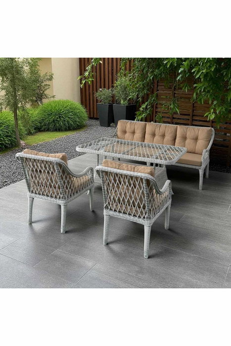 Hanah Home Hisar 3+1+1 Beige y Blanco